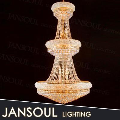 China Empire Pendant Luxury Crystal Tower Chandelier Large Hotel Lobby Project Light Led Pendant Lamp for sale