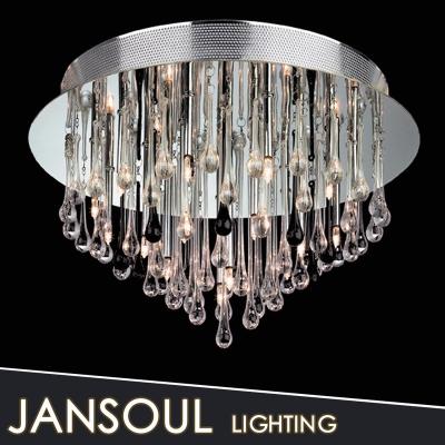 China Residential Jansoul room lamp metal lightingDining Rings Chromed Crystal Hanging Drops Ceiling Light for sale