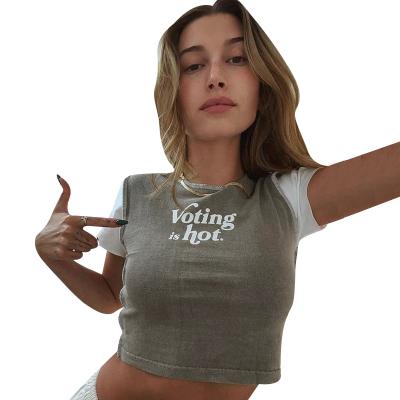 China QUICK DRY Letters Printed Top Selling High Quality Top Crop T-shirt T-shirt Women for sale