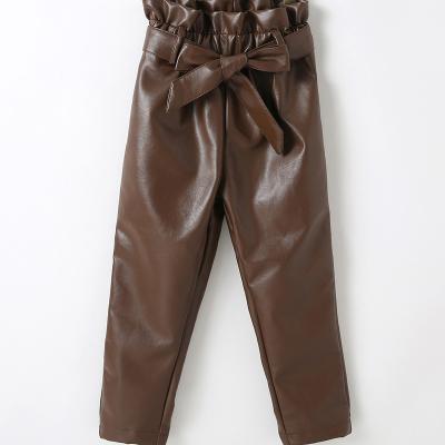 China QUICK DRY fashionable leather pants girls wear buckshot pants for kid girl for sale