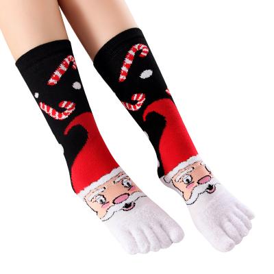 China Wholesale High Quality Knitted Antibacterial Acrylic Socks QUICK DRY Christmas Five Finger Socks for sale