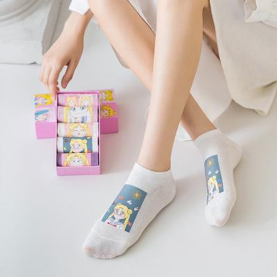 China Wholesale Cute Short QUICK DRY Women's Cute Work Socks Cartoon Character Sailor Moon Invisible Socks for sale