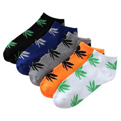 China 5 Pair Sporty Cotton Pack Casual Short Socks Assorted Colors Maple Leaf Boat Socks Weed Hidden Loose Socks for sale