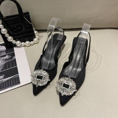 China Fashion Trend Summer Diary Wear Crystal Sandals Top Grade Designer Luxury Women's High Heel Sandals for sale