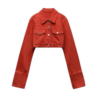 China New In 2021 Autumn Sustainable Vintage Casual Denim Cropped Jacket , Cotton Womens Outerwear for sale