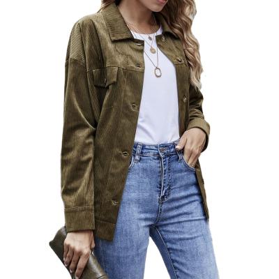 China 2021 Autumn Breathable Jackets For Women Casual Corduroy Solid Color Coats Women's Casual Loose Elegant Jacket for sale