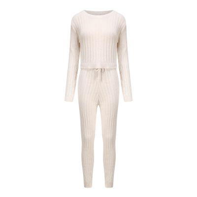 China Hot Sale Winter Anti-pilling Round Collar Knit Long Sleeves Main Covered Women Sweater Pants Casual Sports Sweater Pants for sale