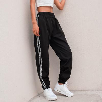 China Highly Breathable Letter Side Waist Letter Underwear Streetwear Women Loose Slim Straight Pants Mid Waist for sale