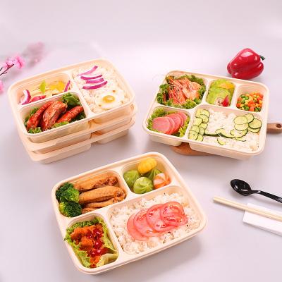 China Custom 3 Compartment Biodegradable With Lids Disposable Takeout Meal Prep Containers for sale