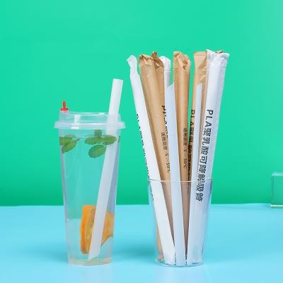 China Pla Green Casual Straw Boba Straws Biodegradable Pointed for sale