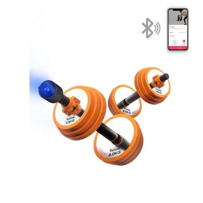 China Mobile Motion APP Men Muscle Tracking 10 Training New Smart 15 20 30 Kg Weightlifting Bar Barbell Dumbbell Set for sale