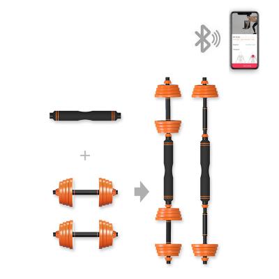 China Wireless Motion Tracking App Tracking Dumbbell Adjustable 10kg 15kg 20kg 30Kg Weights Set For Sale Gym Power Bar Dumbbells for sale