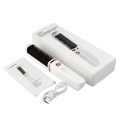 China USB Popular Wholesale Electric Cordless Private Label Hair Beard Brush Comb Heated Straightener for sale