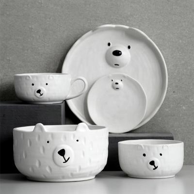 China Viable Wholesale White Ice Bear Porcelain Dinner Beware Ceramic Cute Ceramic Dinner Dish Dish For Kitchen for sale