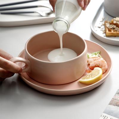 China Viable Nordic Creative Ceramic Breakfast Ceramic Cup Restaurant Household Style Deep Dishes Around The Bowls And Bowl Dishes Baking Set for sale