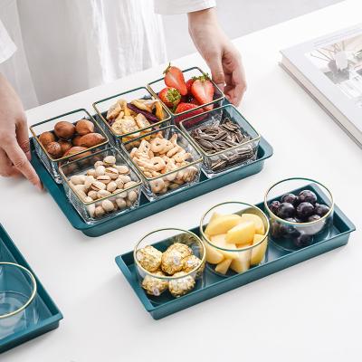 China Serveware Sustainable Fruit Luxury Snacks Dried Home Tapas Dishes Dessert Plate Set with Melamine Tray Candy Ceramic Snack Plates for sale