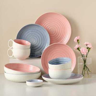 China Sustainable Circle 8 Inch Ceramic Dinner Set Dinnerware Porcelain Restaurant Dinnerware Sets Deep Breakfast Dish Set for sale