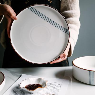 China CLASSIC Japanese Style Table Items 9.5 Inch Flat Plate Ceramic Dish For Steak Brand for sale