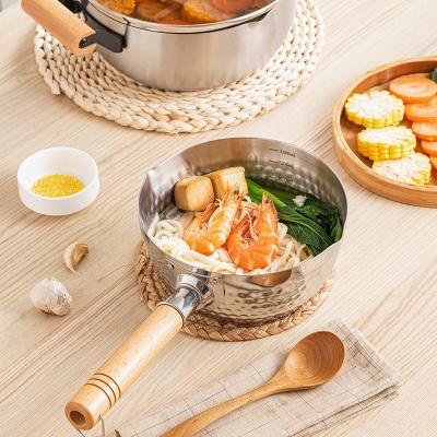 China Good quality viable Japanese style household thickening with lid 304 stainless steel wooden handle non-stick cooker snow pan for sale