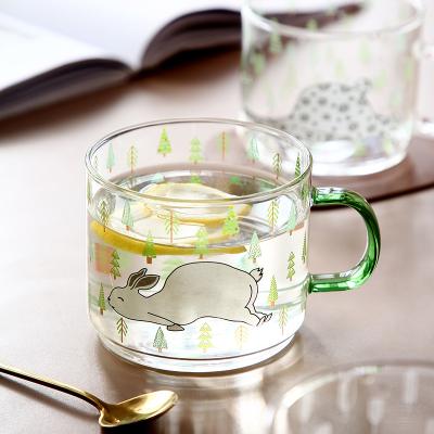 China Manufacturers Cartoon Animal Pattern Tea Minimalist Hot Selling Handmade Glass Coffee Mug for sale