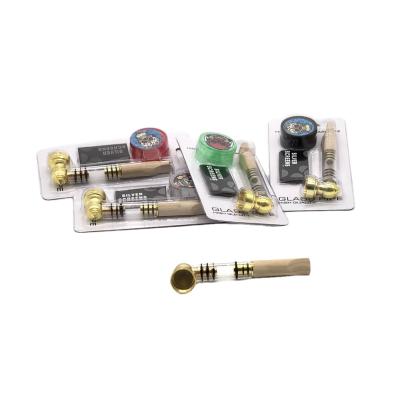 China Factory Wholesale Smoking Pipe Kit Zinc Alloy+Glass Smoking Pipes with Plastic Herb Grinder for sale