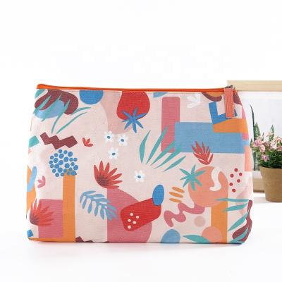 China Shopping Bag Custom Design Natural Canvas Pen Makeup Cosmetic Pouch Cotton Bag Travel Bag Logo Printing Canvas Cosmetic Zipper for sale