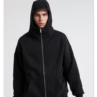 China Custom Wholesale Men's Casual Sports Plain Zipper Drawstring Anti-pilling Logo Zipper Neck Blank Cotton Hoodie for sale