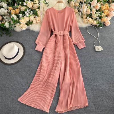 China Women's Sexy Warm Pleated Full Body OL Playsuit Overalls Anti-pilling Autumn Winter Slim Bandage Office Casual Elegant Long Sleeve Romper for sale