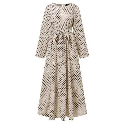 China Factory New Good Quality Moroccan Dot Long Sleeve Dress Fashion Anti-Static Casual Muslim Skirt Modest Women Clothing Islamic for sale