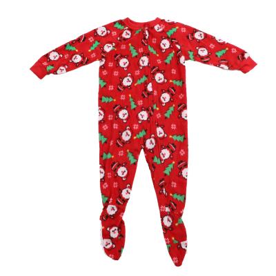 China Long Sleeve Christmas Knitted Polyester Santa Printed Micro Fleece Blanket Kids Sleepers Ready To Ship Winter Baby Rompers for sale