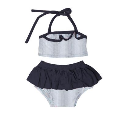 China 2019 wholesale boutique kids QUICK DRY cotton seersucker summer cotton swimwear ruffles kids swimwear for sale