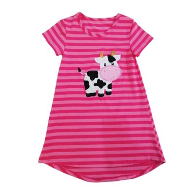 China Factory Direct Farm Breathable They Cow Applique Boutique Clothing Wholesale Kids Girls Dresses Baby Dress for sale