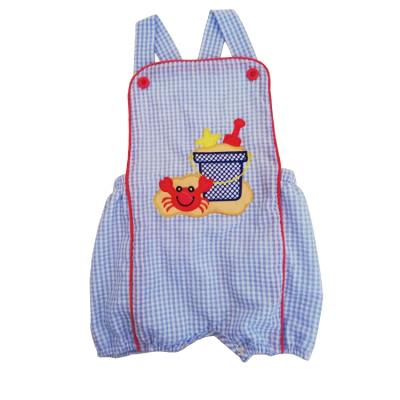 China 2019 Puresun crab applique shortall boutique boy romper cotton baby clothes sleeveless romper for sale