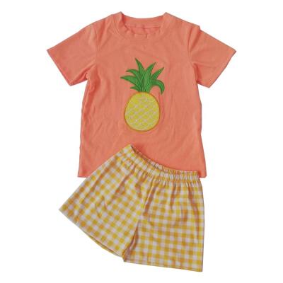 China Puresun 2019 casual appliqued wholesale boutique clothing set kids clothes pineapple boy outfit for sale