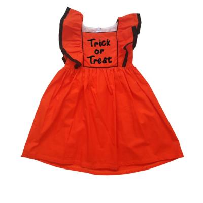 China 2019 Falls Breathable Baby Clothing Orange And Black Wholesale Kids Boutique Clothes Halloween Girl Dress for sale