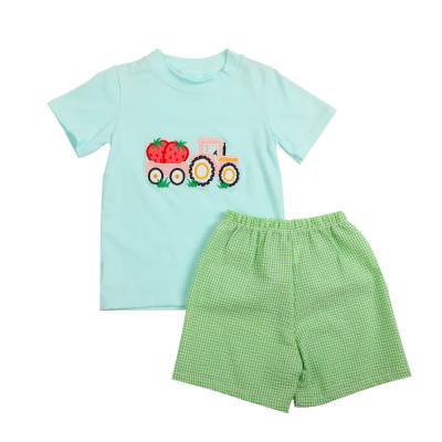 China 2022 New Design Puresun OEM 2PCS Toddler Applique Baby Boy Summer Casual Clothing Set for sale