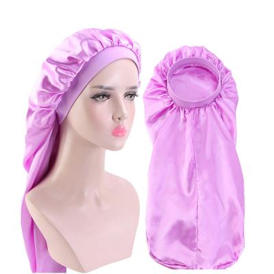 China Character HZO-18109 Satin Cowl Hat Long Silky Extra Long Sleep Hat Hood For Braids Hair Loose Hat for sale