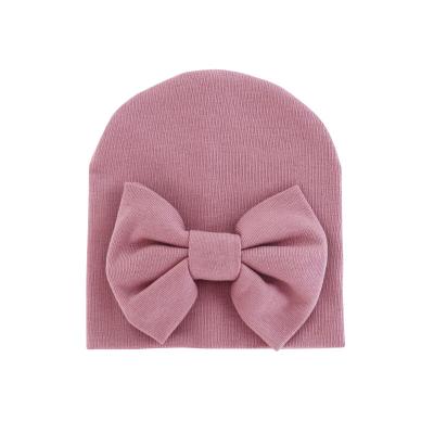 China HZM-22022 Character Baby Boy Girls Hat Winter Plain Color Knitted Cotton Infant Newborn Baby Hat 0-6 Months for sale