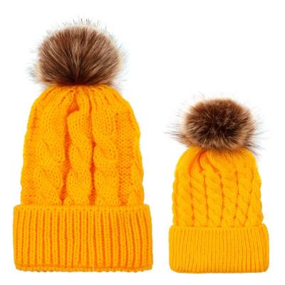 China HZM-19141 COMMON Winter Warm Knitted Hat Parent-child Ski Knitted Warm Hat With Women for sale