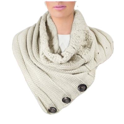 China HZW-13733004 Plain Winter Knitted Button Warmer Infinity Neck Scarf for sale