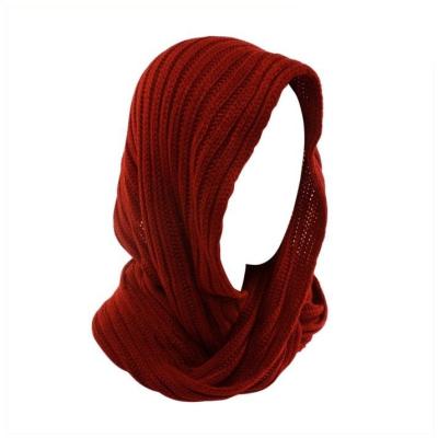 China Plain Women's Hood Neck Circle Cowl Wool Scarf Shawl Wrap Loop Winter Knitted Warmer Muffler HZW-13751 for sale