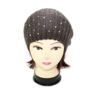 China HZM-13348 Character Women's French Beret Double Sided Warm Solid Color Cashmere Mosaic Crochet Beret for sale