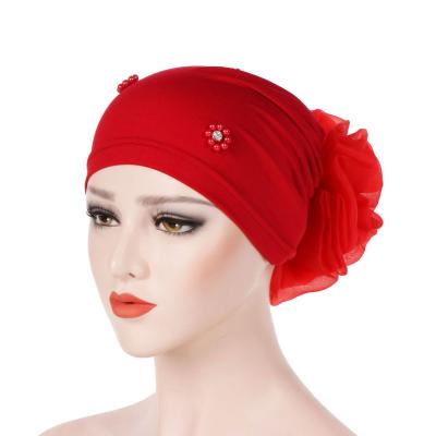 China Other Women HZM-19291 Flower Cancer Chemo Hat Hijab Hair Loss Muslim Head Scarf Turban Hat Wrap for sale