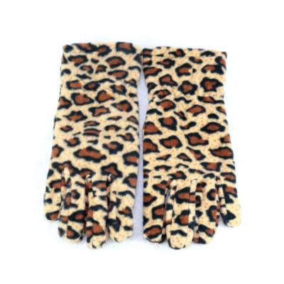 China HZS-12017 Fashion Beautiful Women's Feather Winter Warm Knitting Gloves Magic Elastic Soft Warm Jacquard Yarn Leopard for sale