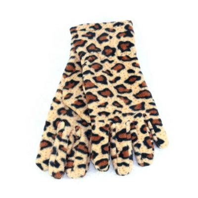 China HZS-12017 Fashion Beautiful Women's Touch Screen Finger Bow Warm Gloves Elastic Winter Women's Leopard Full Finger Gloves for sale