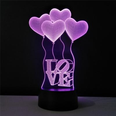 China Custom Creative Valentine's Promotion Gifts Contemporary LED Acrylic 3D Illusion Lights Lamp for sale