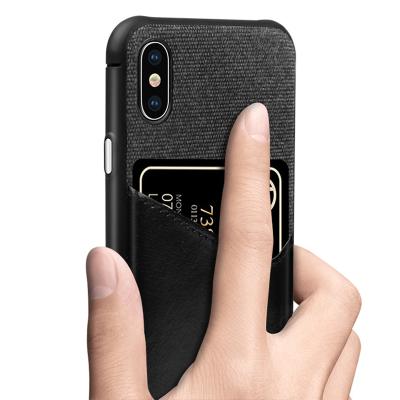 China Luxury Eco-friendly PU Canvas Phone Case Card Slot Cell Phone Leather Filter Mounts For iPhone XR XS XS Max for sale