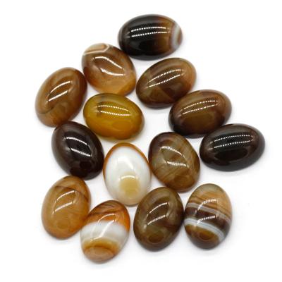 China Fire Cabochon Flat Back Brown Oval Natural Agate Ring Face Loose Stone Wholesale 10*14 13*18 Color Set for sale