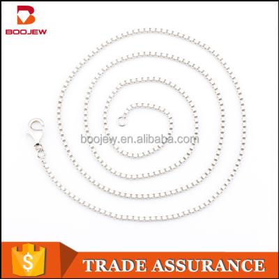 China 925 Silver Customize Any Length 0.6mm Width Chain White Gold Thin Chain Necklace Designs 925 Sterling Silver Box Chain for sale