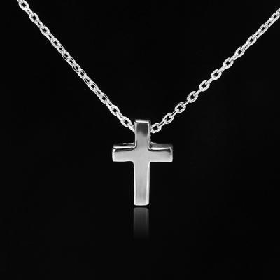 China Best Of Gifts Simple Design Silver Christian Unisex Costume Jewelry Sterling Silver Cross Necklaces Without Stone for sale